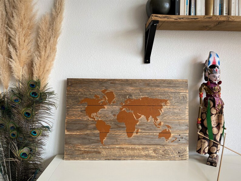 Carte du monde en bois décoration bois world map wood Etsy France