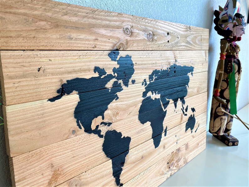 Carte du monde en bois décoration bois world map wood Etsy France