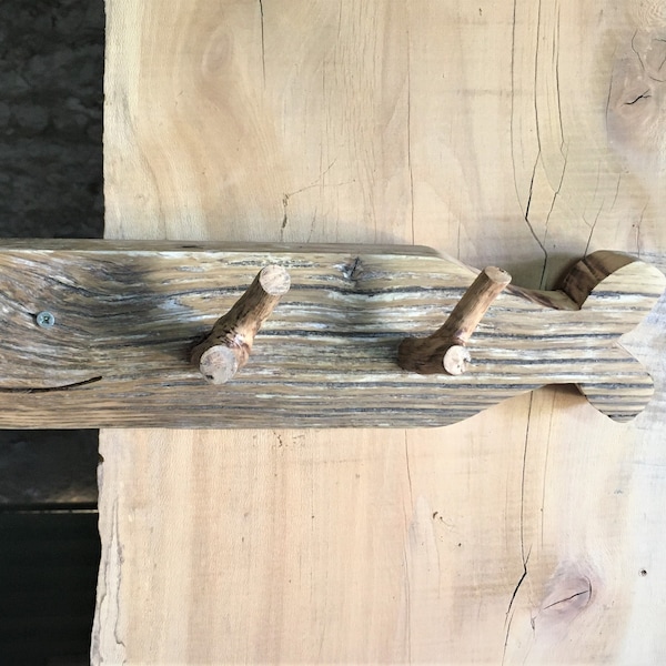 Porte-manteaux/chapeaux/sacs en bois flotté, baleineau, décoration intérieur