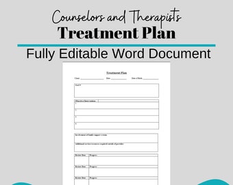 Treatment Plan form editable Templates, Psychotherapy/ Private Practice/ Counseling Business Forms, Therapy Tools