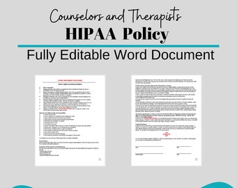 HIPAA Notice of Privacy Practices Fillable & Editable Templates, Psychotherapy/ Private Practice/ Counseling Business Forms, Therapy Tools