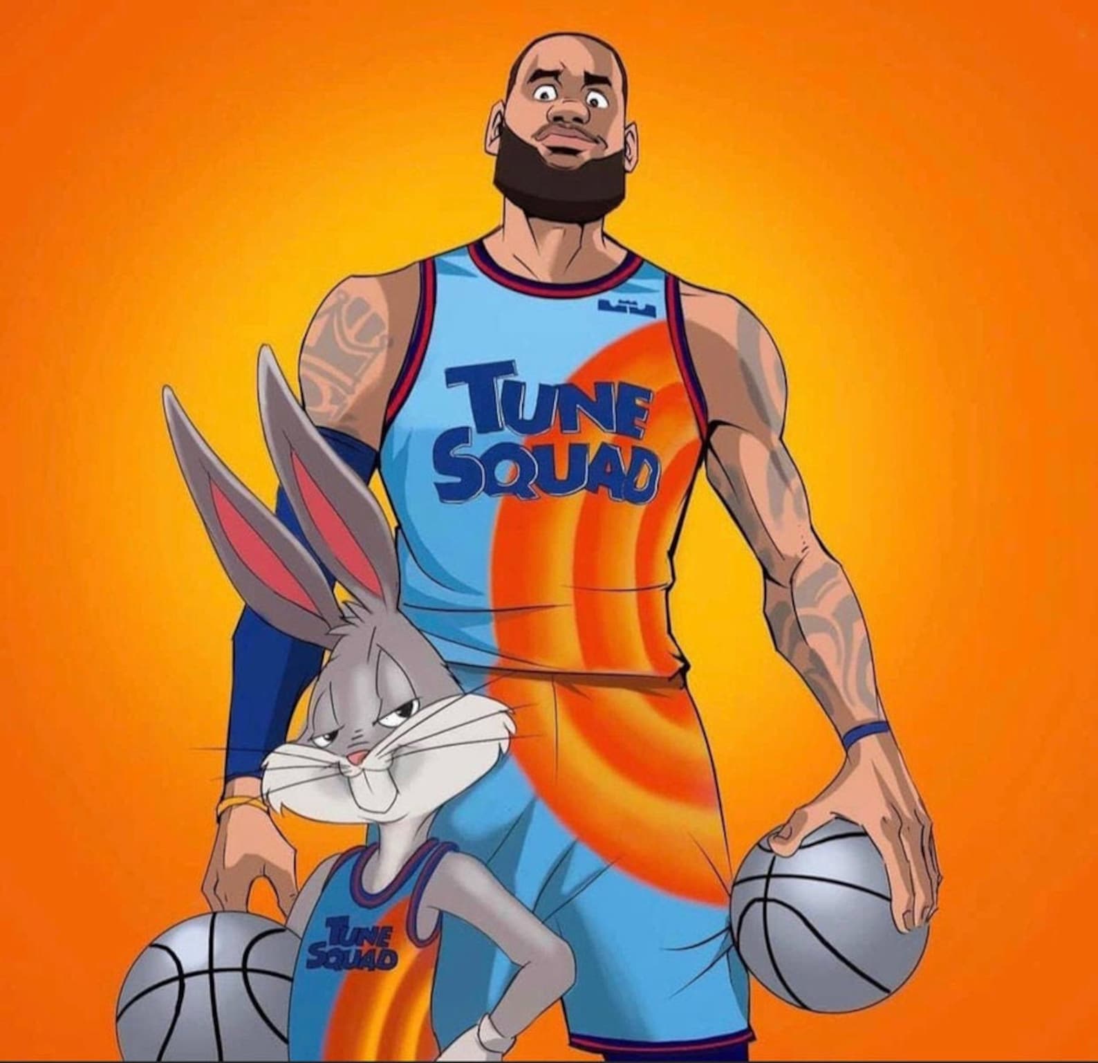 Space Jam 2 Lebron James Cartoon Lebron Ft. Bugs Bunny - Etsy Sweden