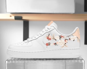 Neutral / Tan Floral Nike Air Force 1 Custom Sneaker