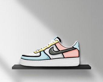 Custom Cartoon Shaded Pastel Nike Air Force 1