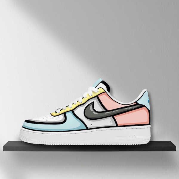 Custom Cartoon Shaded Pastel Nike Air Force 1