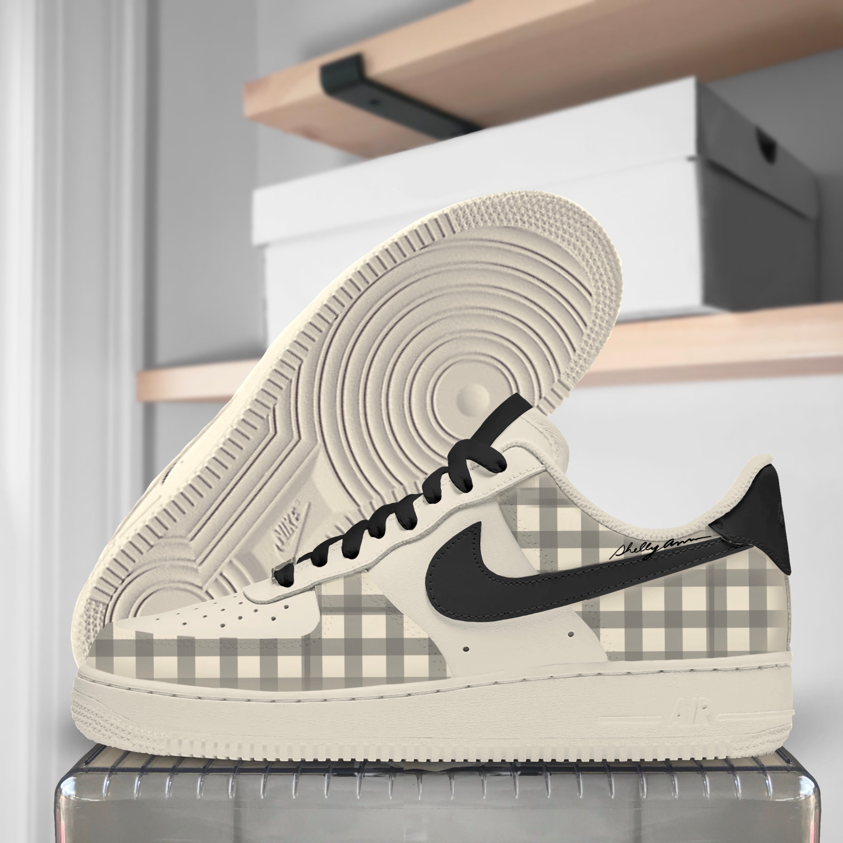plaid nike air force ones