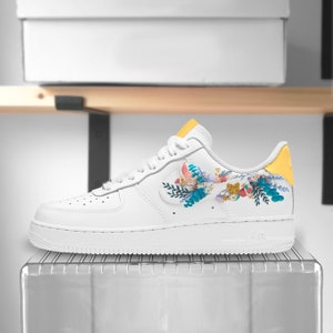 Daisy Yellow Teal Floral Nike Air Force 1 Custom Sneakers Etsy