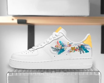 Daisy Amarillo / Teal Floral Nike Air Force 1 Zapatillas personalizadas
