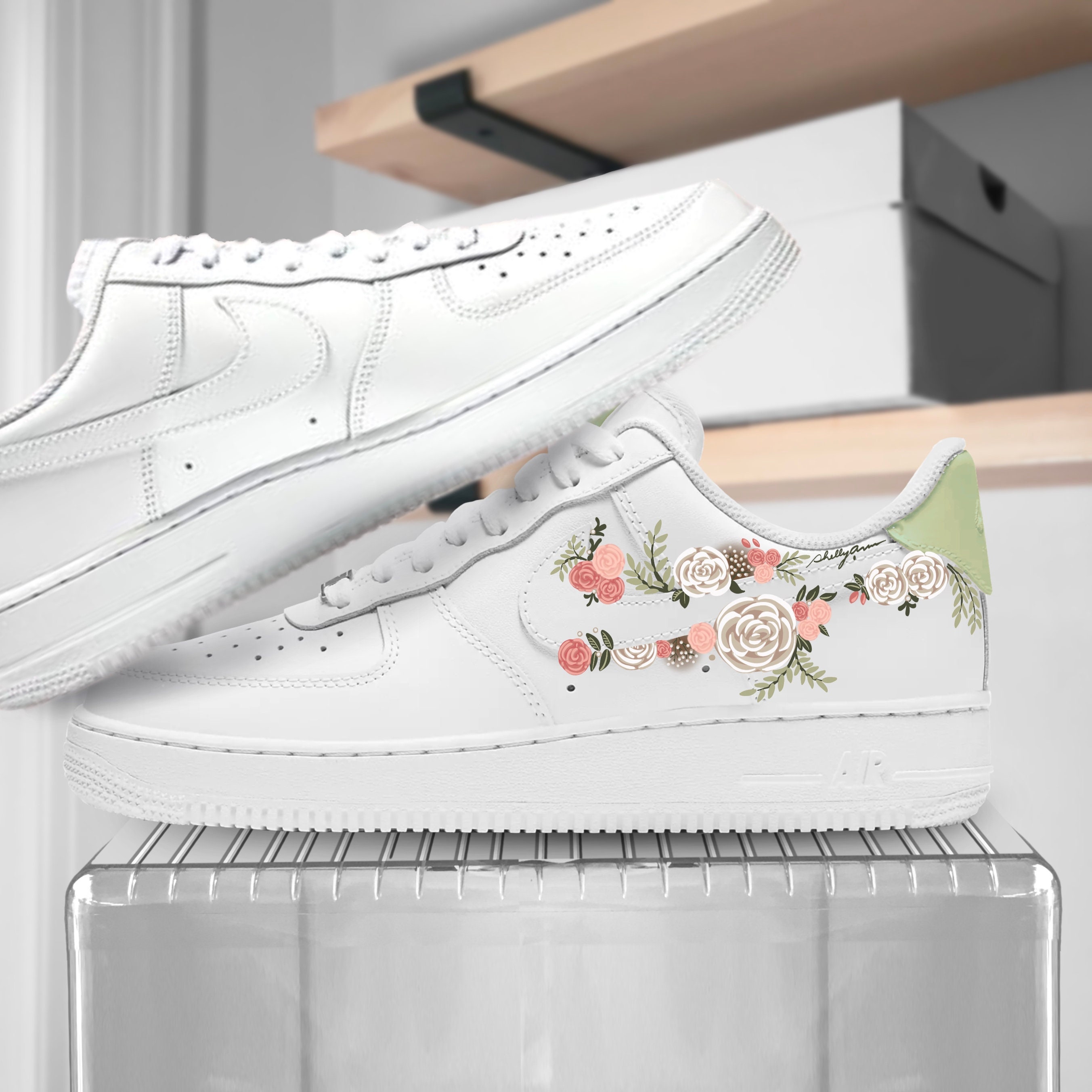nike air force 1 low with rose floral embroidered