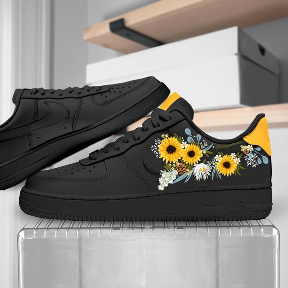 black flower nikes