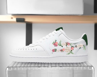 Sage / Emerald Floral Court Vision Low Custom Sneaker