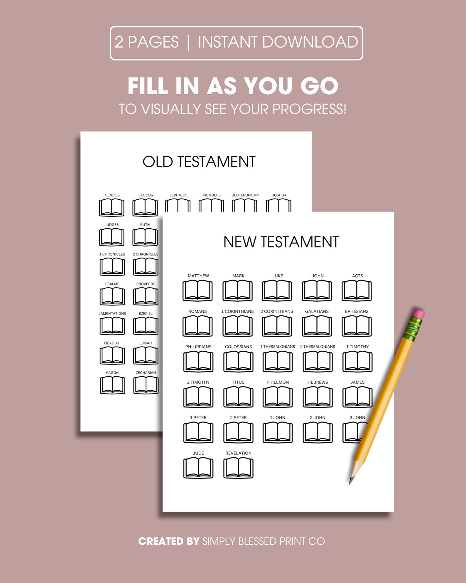 Books of the Bible Reading Tracker Printable, Bible Reading Plan ...