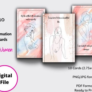 DIGITAL Mindfulness Affirmation Cards For Women- PDF Format – Set Of 10 Positive Self-Improvement Deck