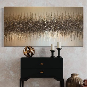 CHAMPAGNE ELEGANCE - Gold Glass Painting, Glitter Glass Art, Glitter Wall Art, Glam Decor, Gold Wall Art, Abstract Glass Painting, Elegant