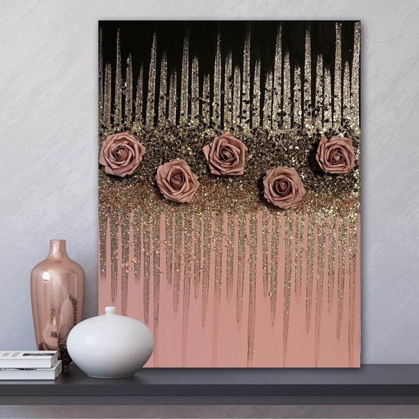 Blush Pink and Black Wall Art - Etsy