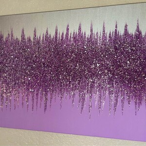 Lilac Shimmer Glam Glass Painting, Glass Wall Art, Glitter Painting ...