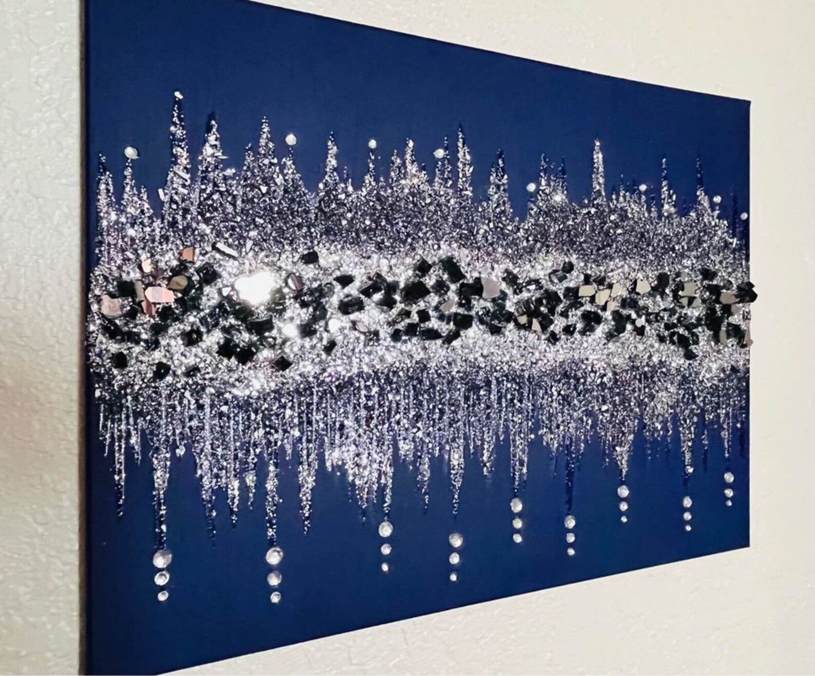 Dripping Royalty Blue & Silver Glass Rhinestone and Glitter - Etsy