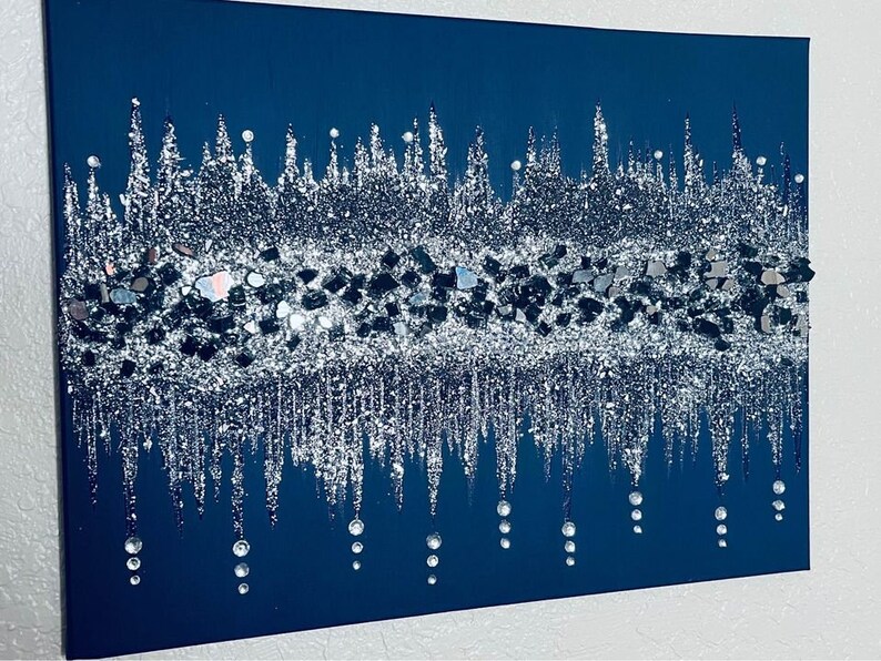 Dripping Royalty Blue & Silver Glass Rhinestone and Glitter - Etsy