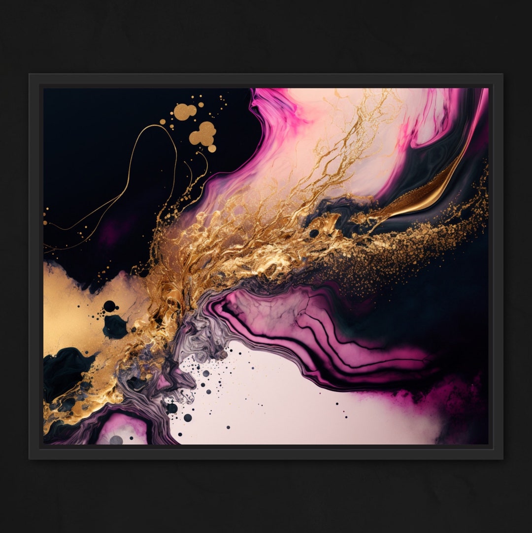 Pink and Gold Geode Pink Art Abstract Painting Framed - Etsy