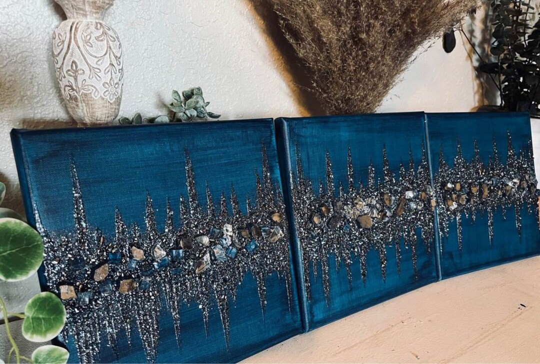 Gypsy Soul Glass Painting Set, Glitter Wall Decor, Glass Painting, Blue