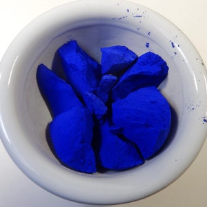 YInMn blue pigment in five manganese content shade variants,  5-50g, ball milled powders, For watercolor, acrylic, oil paint.