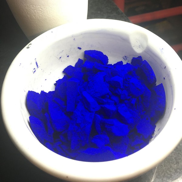 YInMn blue pigment in five manganese content shade variants,  5-50g, ball milled powders, For watercolor, acrylic, oil paint.