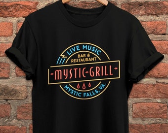 MYSTIC GRILL Femmes T-shirt vampire SIGNE Restaurant Diaries The Falls Logo