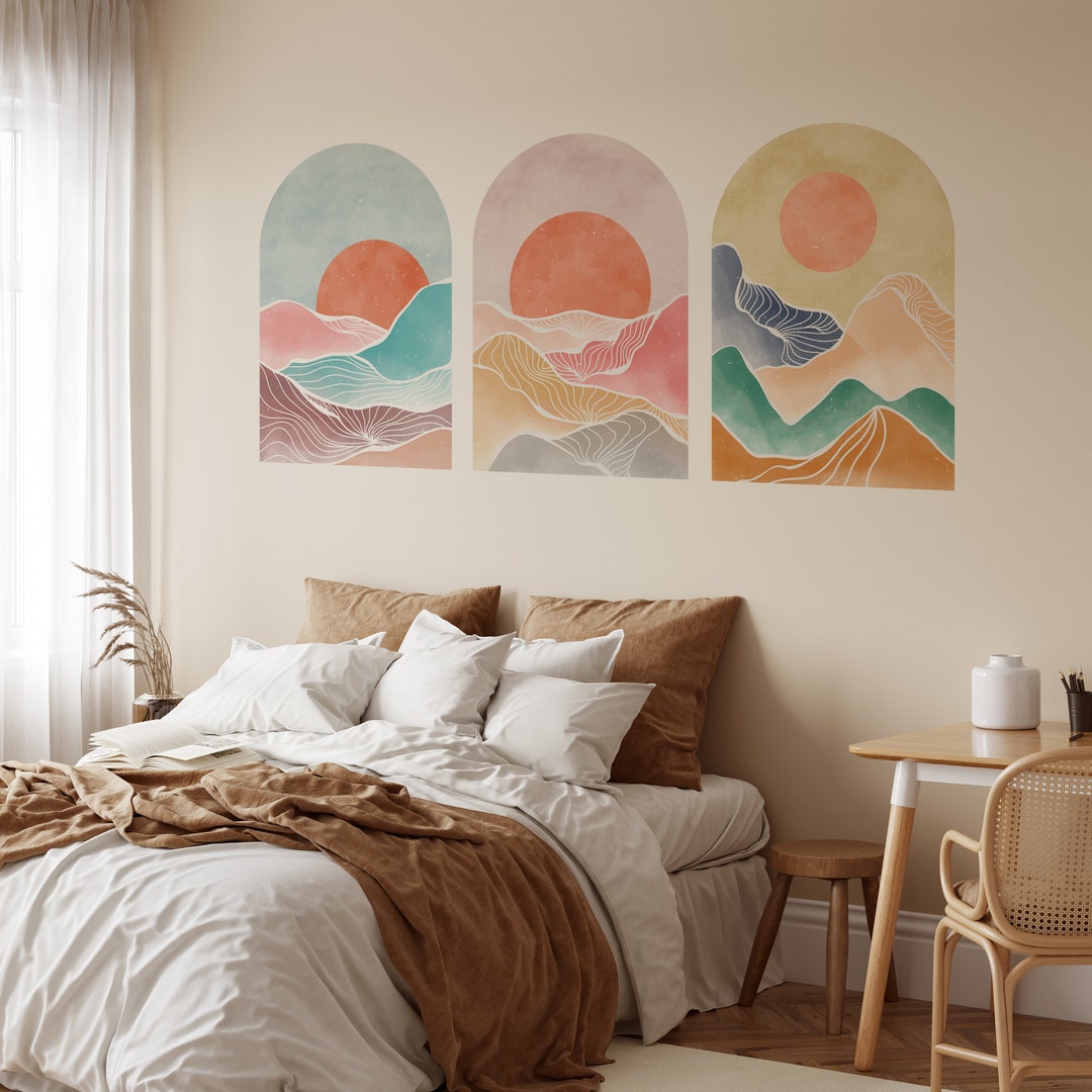 Boho Sunset 3 Arch Wall Decal, Bohemian Arch, Sunset Arch, Boho Arch ...