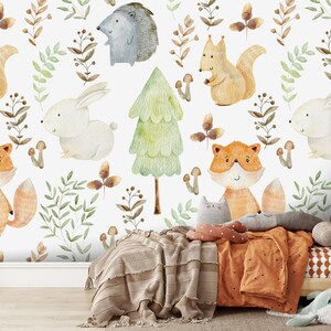 Woodland Animals Wallpaper Mural Home Decor Mural Home Wallpaper Wallpaper Mural Kids Wallpaper