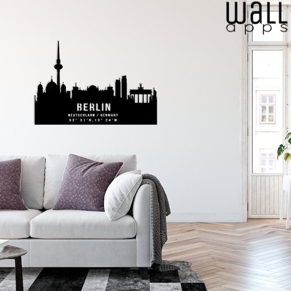 3D Wandbild Berlin Skyline Deutschland aus Holz Wandschild Stadt Made in Germany