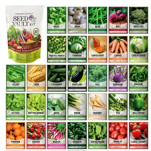 Over 16,000 Survival Vegetable Seeds Garden Kit Non-GMO Heirloom Emergency Bugout Survival Gear 35 Varieties Of Seed 35 FREE Plant Markers