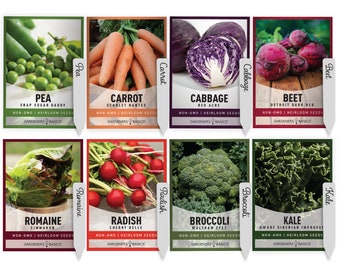 Winter Fall Vegetable Seeds For Planting 8 Variety Pack - Cabbage, Pea, Carrot, Beet, Radish, Broccoli, Kale, Lettuce Non-GMO Heirloom Seeds