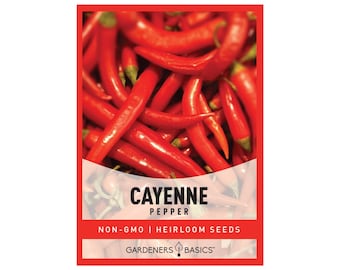 Cayenne Pepper Seeds For Planting - Heirloom, Non-GMO Pepper Plant Seeds For Home Garden - Makes a Great Gift For Gardeners