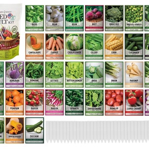 Over 16,000 Survival Vegetable Seeds Garden Kit Non-GMO Heirloom Emergency Bugout Survival Gear 35 Varieties Of Seed 35 FREE Plant Markers