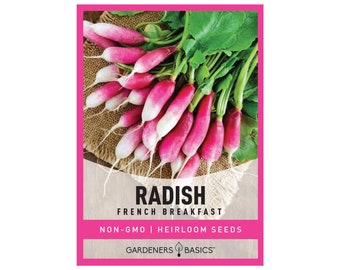 Radish Seeds For Planting - French Breakfast Radish Seeds - Heirloom, Non-GMO Seeds Great For Outdoor Spring, Winter, and Fall Gardens