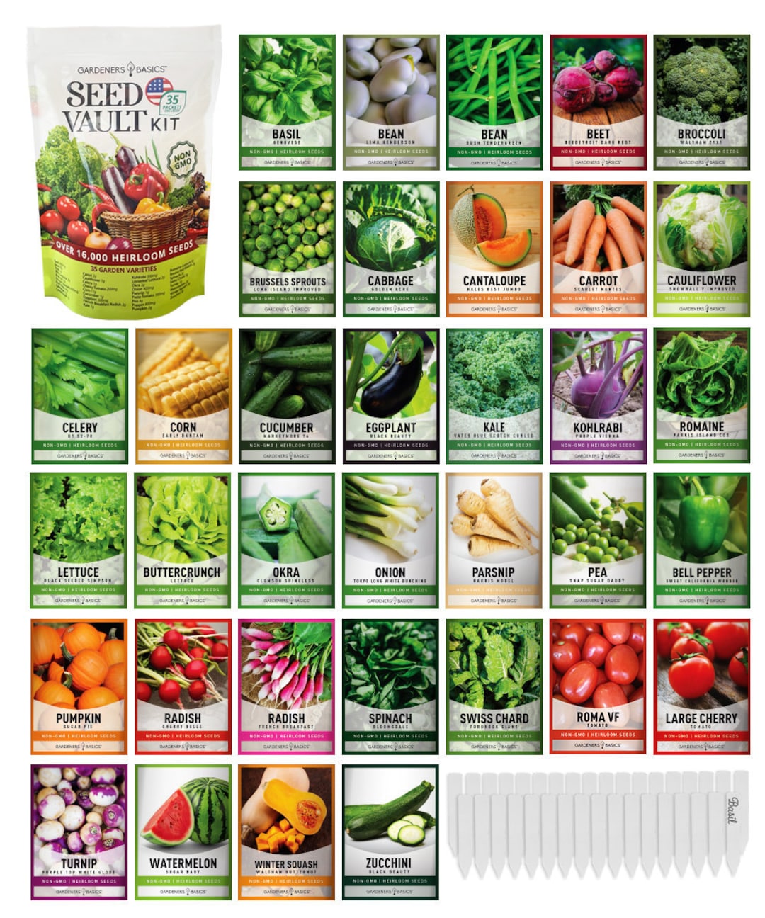21 Variety Organic Non-GMO Heirloom Vegetable Seeds - Emergency Survival Garden Kit 10 thumbnail image