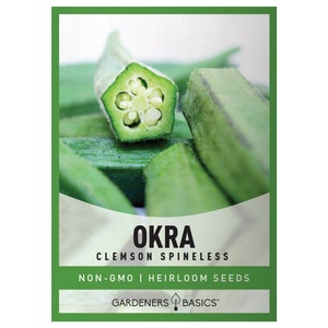 Okra Seeds For Planting - Clemson Spinless Variety - Heirloom, Non-GMO Vegetable Seeds Great For Summer Gardening