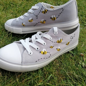 Busy Bee Shoes Embroidery on Canvas shoes bee insect natural embroidery small gift trainers sneakers cute cottegecore outfit bees converse image 2