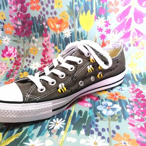 Busy Bee Shoes Embroidery on Canvas shoes bee insect natural embroidery small gift trainers sneakers cute cottegecore outfit bees converse image 6