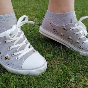 Busy Bee Shoes Embroidery on Canvas shoes bee insect natural embroidery small gift trainers sneakers cute cottegecore outfit bees converse image 3