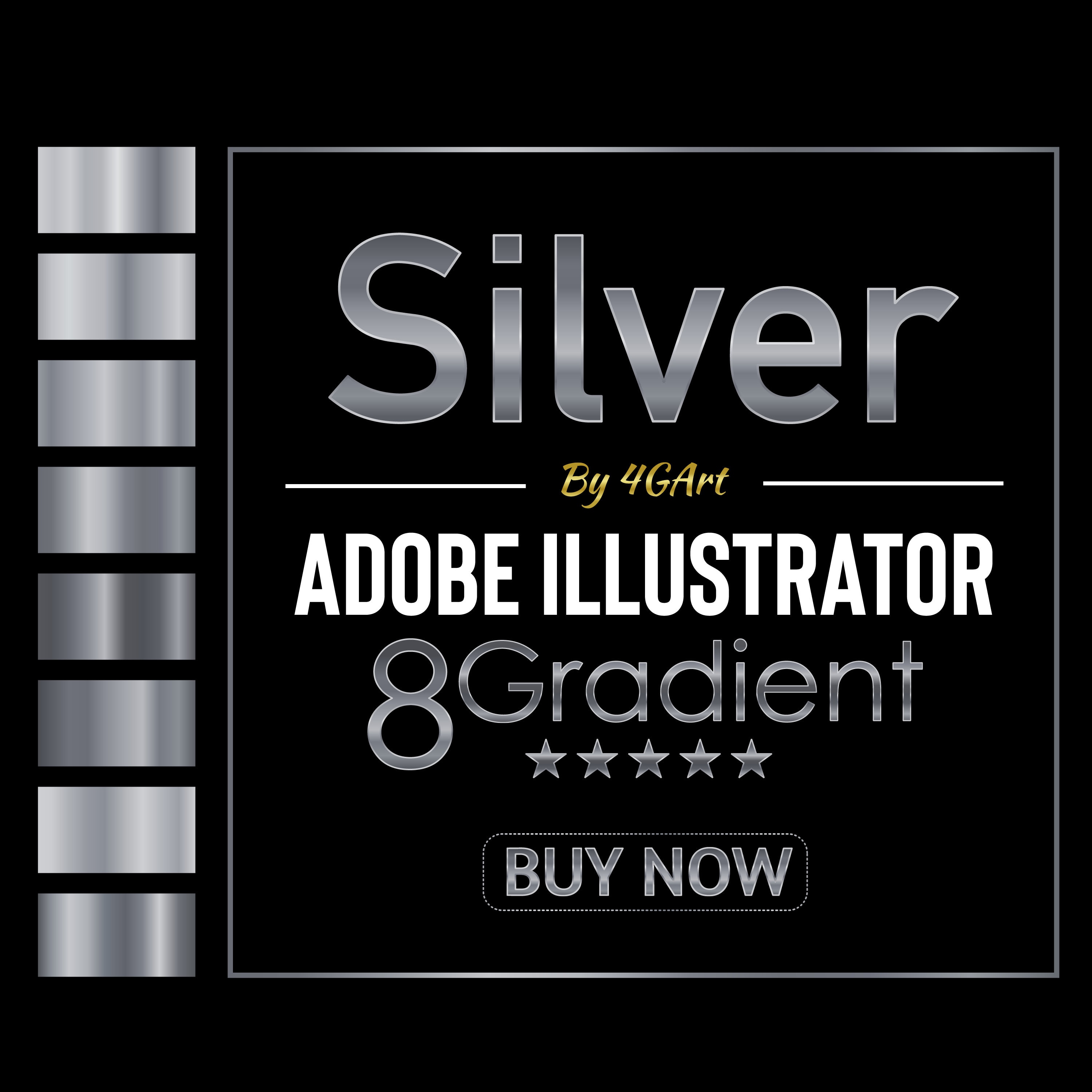 Silver Gradient Swatches for Adobe Illustrator Metallic Gradient - Etsy