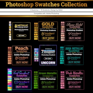 Coleção 1 de amostras de gradiente do Photoshop para Adobe Photoshop e Photopea, gradiente do Photoshop | MELHOR OFERTA de gradiente de qualidade!