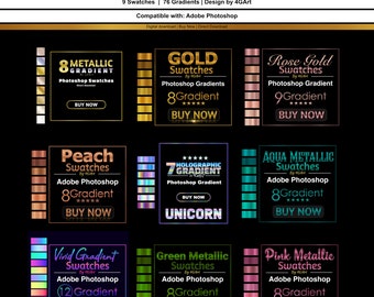 Photoshop Gradient Swatches Collection 1 for Adobe Photoshop and Photopea, Photoshop Gradient | BEST Quality Gradient DEAL!