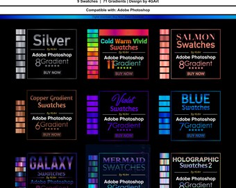 Photoshop Gradient Swatches Collection 3 | Bundle Gradient Swatches for Adobe Photoshop and Photopea, Photoshop Gradient | BEST Quality!!