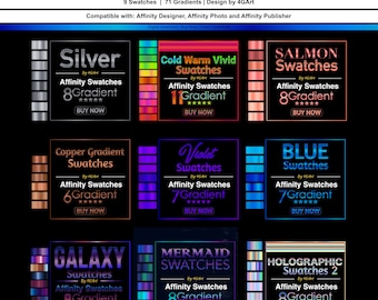 Affinity Gradient Swatches Collection Bundle 3 for Affinity Designer, Affinity Photo and Affinity Publisher | Affinity Gradient | BEST DEAL!