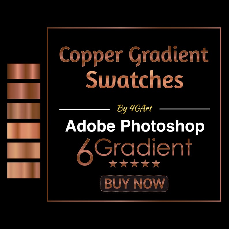 Copper Metallic Color Gradient for Adobe and Etsy