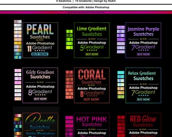 Photoshop Gradient Swatches Collection 2 | Bundle Gradient Swatches for Adobe Photoshop and Photopea, Photoshop Gradient | BEST Quality!!