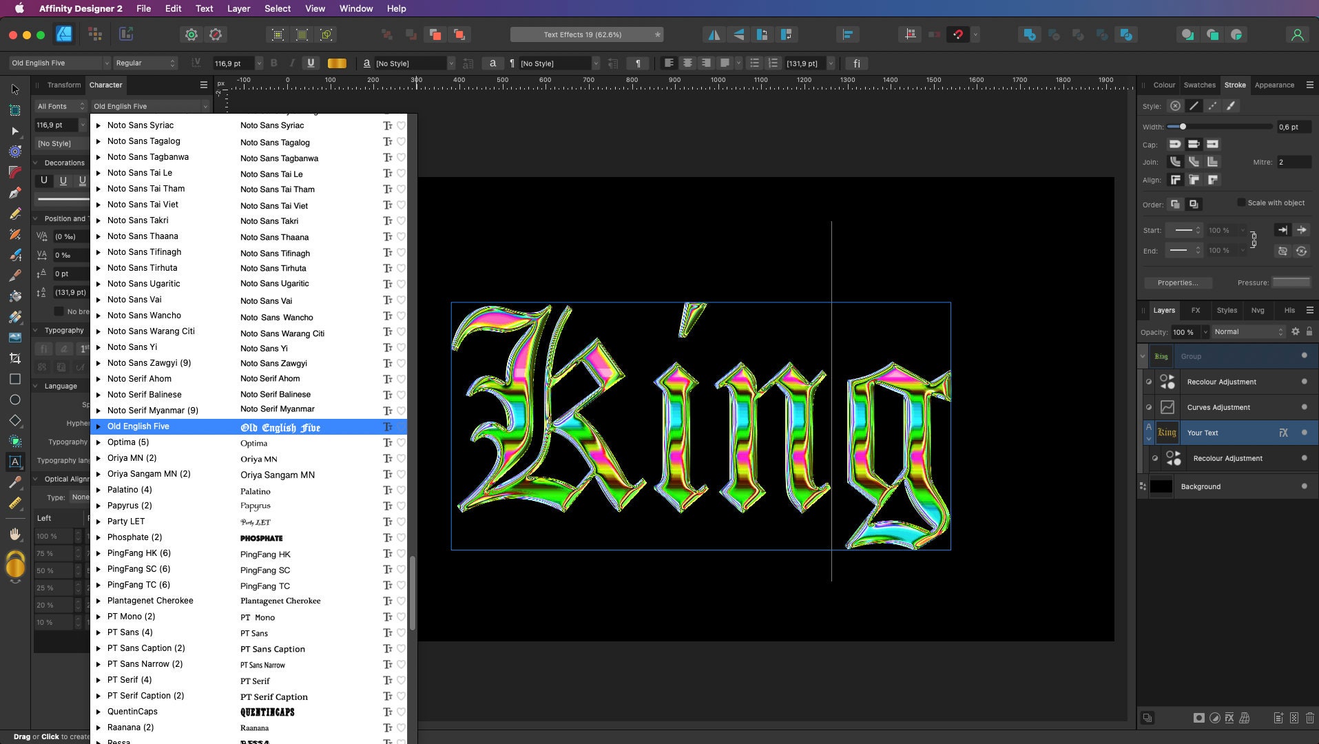 Text Effects for Affinity Designer | Chrome Vibrant Green and ...