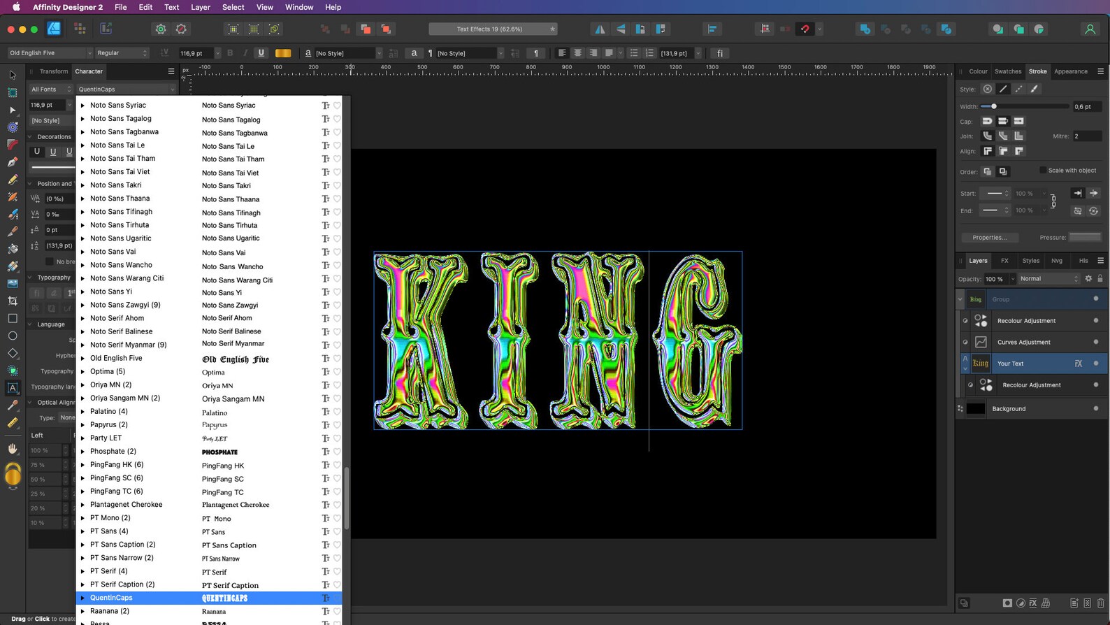 Text Effects for Affinity Designer | Chrome Vibrant Green and ...