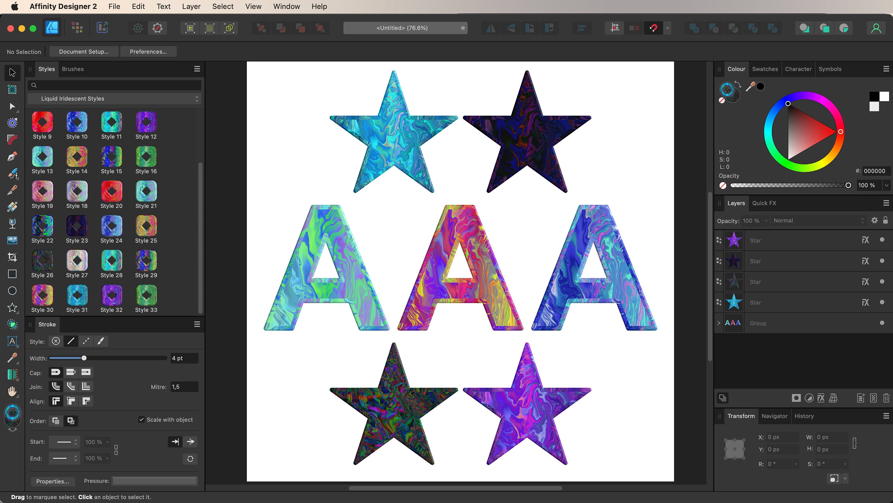 Affinity Liquid Iridescent Styles | Affinity Designer | Affinity Photo ...